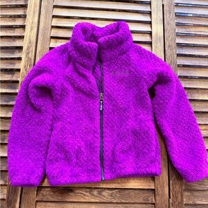 Columbia Cozy Purple Kids Puffy Fleece Jacket Girls Size XS Zip Up Magenta